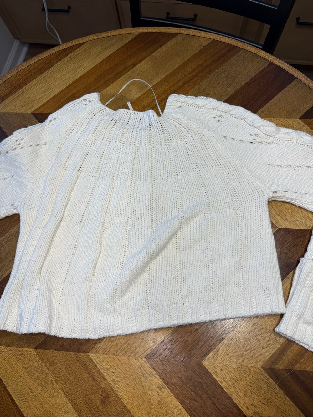 Free People Sandre Pullover Cream Cable Knit Cropped Sweater - Picture 6 of 8